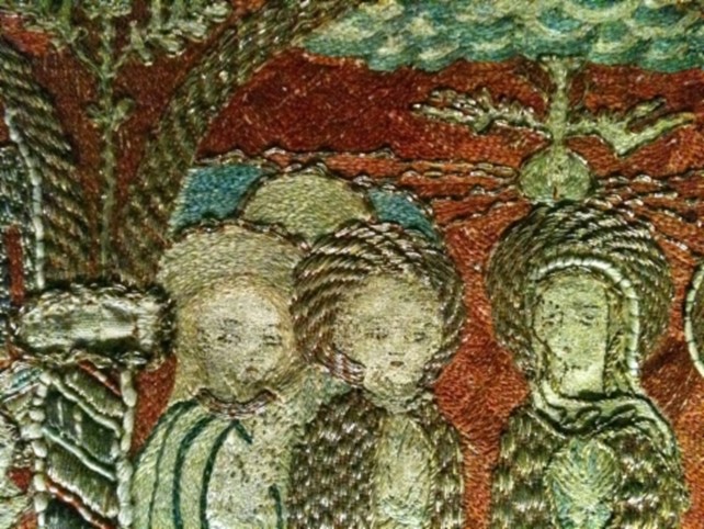 Huittisten kirkon alttarin reunusvaate (yksityiskohta), Suomen Kansallismuseo